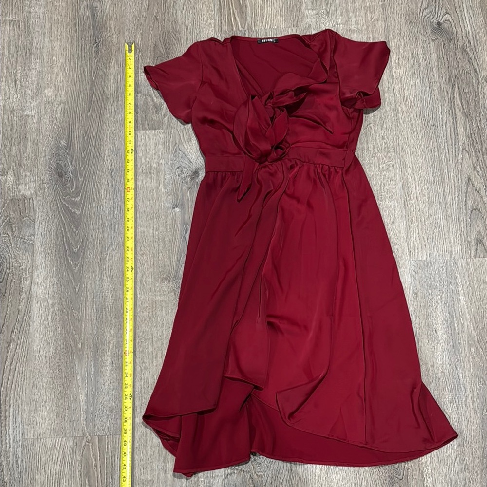 Red Ruffled Wrap Sundress - Picture 2 of 3